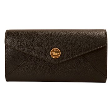 CHLOE  粒面山羊皮皮革信封式翻釦長夾(黑)