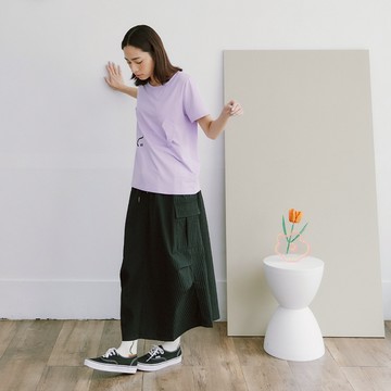 【Dailo】特殊壓條繭型工裝裙 黑 米 咖