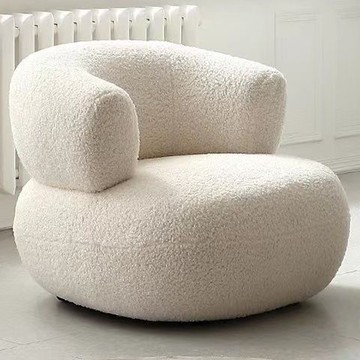免運 北歐網紅設計簡約不規則沙發臥室客廳小白休閑羊羔絨弧形爆款椅114M