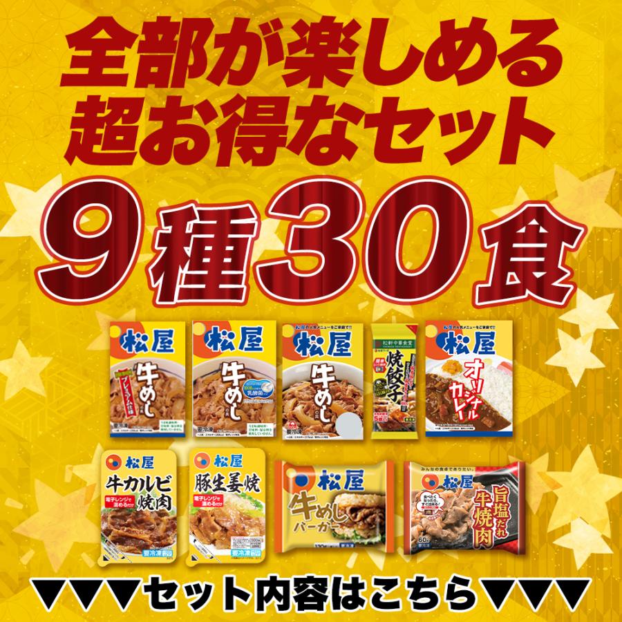 2023年 松屋のてんこもり福袋！9種30食入り 冷凍食品 保存食 一人暮らし 牛丼 まつや