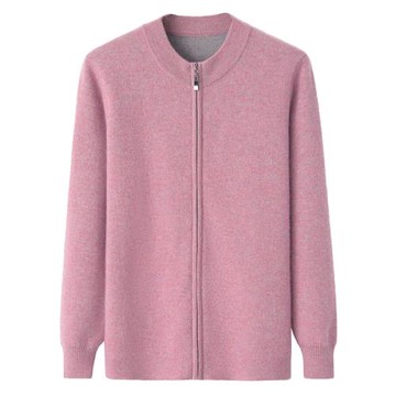 絨喆半高圓領拉鏈厚保暖寬松大碼毛衫毛衣女開衫秋冬羊絨衫K1894