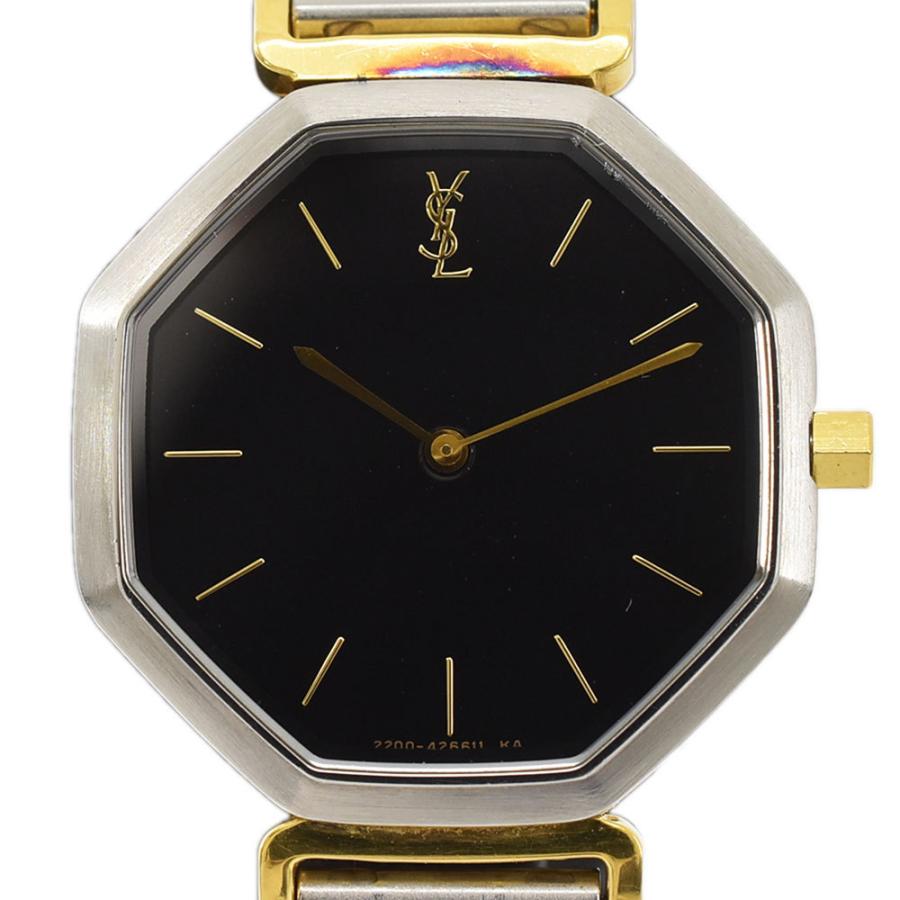 イヴ・サンローラン YVES SAINT LAURENT 腕時計 YSL ロゴ レディースウォッチ 黒文字盤 ヴィンテージ CITIZEN クォーツ  SS/GP 中古 送料無料 | LINEブランドカタログ