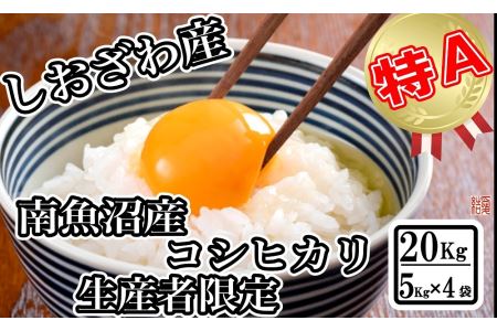 南魚沼しおざわ産コシヒカリ20kg（５kg×4袋）