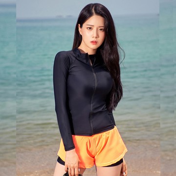 比基尼妮. 茜惠長袖外套三件式泳衣輕質短泳褲(M-XL)