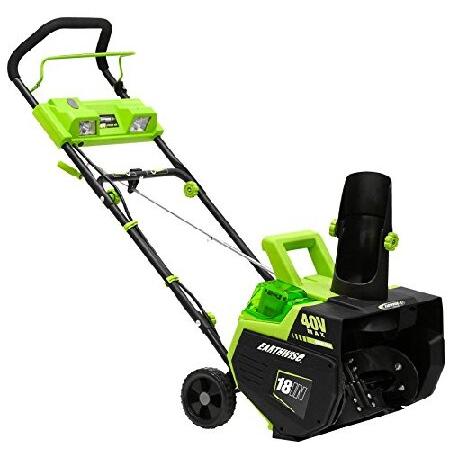 Earthwise SN74018 Cordless Electric 40-Volt 4Ah Brushless Motor, 18-Inch Snow Thrower, 500lbs Minute, With LED spotlight (Battery and Charger Included