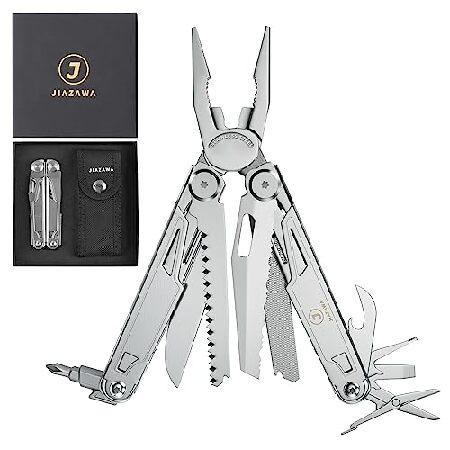 JIAZAWA Multitool Pliers,23 in Multitools with Titanium-plated Handle Safety Locking Lightweight EDC Tool nylon sheath for Gifts,Men,Outdoor Surviva