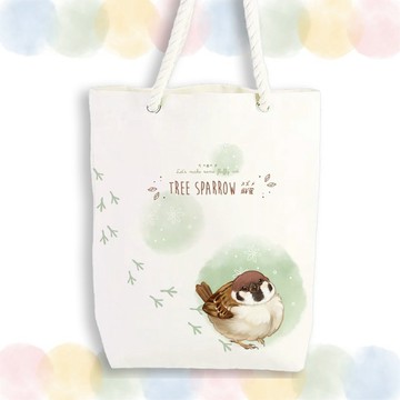 野生鳥球系列 - 迎春麻雀 原創插畫麻繩帆布手提袋