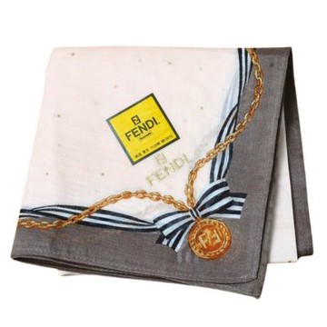 FENDI 金鏈蝴蝶結雙 F 圖騰字母LOGO帕巾(粉紅色系/46CM)