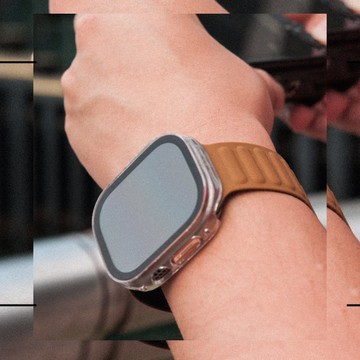 (瑕疵品) ARMOR Apple Watch Ultra 49mm 9H 鋼化玻璃高清保護殼