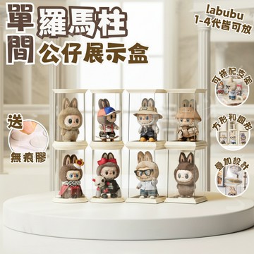 【台灣現貨】labubu展示盒 公仔展示盒 拉布布展示盒 娃娃展示盒 羅馬柱展示盒 模型展示盒 透明展示盒 盲盒收納盒