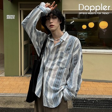 韓系慵懶風寬鬆復古條紋 翻領 長袖襯衫【TJ80409】現貨＋預購