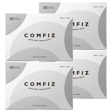 COMFIZ 康菲 成人3D醫療口罩  20片  4盒  低調白