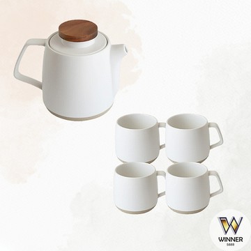 晨曦陶瓷一壺四杯茶具組【Winner】一壺四杯茶具組 茶杯茶具組 泡茶組 泡茶茶壺 陶瓷茶具 陶瓷茶壺 泡茶茶具組