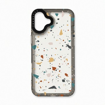 iPhone 16 Plus 殼 TRON IPhone 16 PLUS 彩色幾何透明磨石子A款 太空殼 透黑款 手機殼