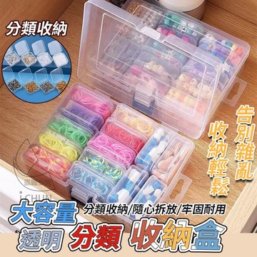 【隔日到貨】大容量 透明 分類 收納盒 客廳收納 小物收納 髮飾收納 材料收納 分裝盒 藥品分類 雜物整理