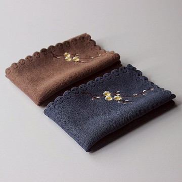 吸水茶巾方形刺繡加厚茶道配件壺墊禪意棉麻布茶盤布復古庫存處理