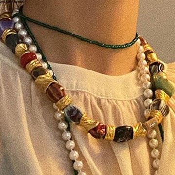 復古小眾陶瓷拼接個性潮流項鏈