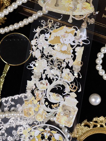 下午茶 (熊熊茶話會) PET 紙膠帶 貝殼光 10米卷 (kiss-cut)