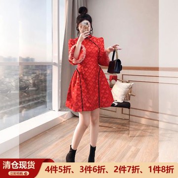 新年戰袍新中式棉服2026馬年本命年拜年服女裝唐裝棉襖紅色旗袍