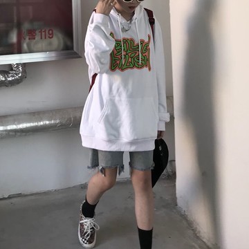 超火慵懶衛衣女新款加絨加厚秋冬韓版寬松長袖連帽外套上衣潮