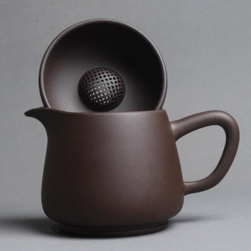 (免運)宜興紫砂公道杯帶茶濾一體茶漏過濾網手工原礦紫泥茶海分茶器茶具