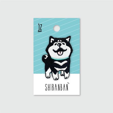 JzFun / 微笑柴犬 刺繡裝飾貼(微笑黑)