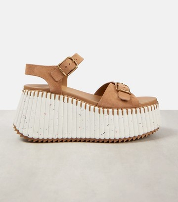 Chloé Nama suede wedge sandals