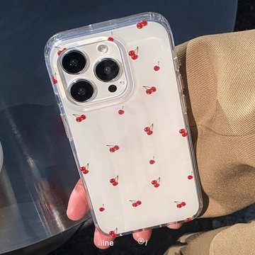 簡約可愛小櫻桃蘋果16promax雙層手機殼適用iPhone15/14Pro13高級