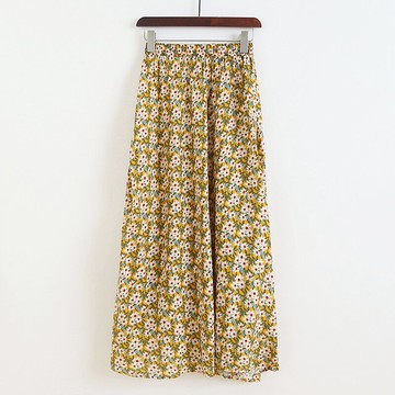 松緊腰碎花半身裙 女士春夏季新款A字長裙 大擺仙女花裙子 S/11底