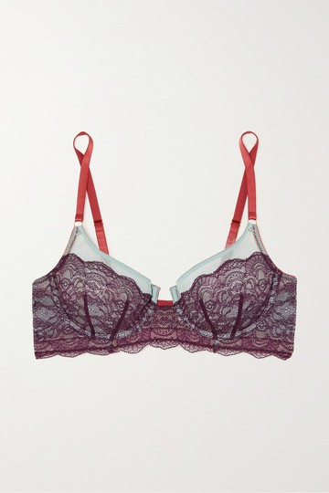 Dora Larsen - + Net Sustain Enid Recycled Lace And Tulle Underwired Bra - Purple - 36DD