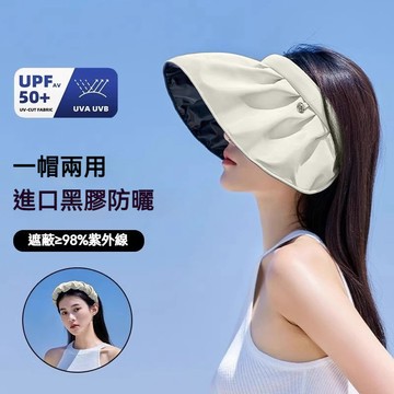 升級大帽沿防曬貝殼帽 UPF50 + 抗紫外線 輕便可折疊騎車旅遊兩用空頂遮陽帽
