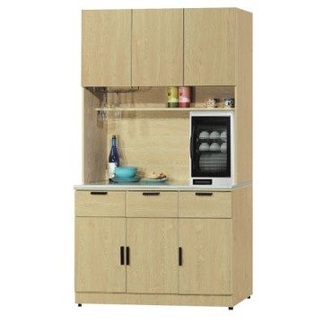 文創集 卡瑪克4尺雲紋石面高餐櫃組合-121x40x202cm免組