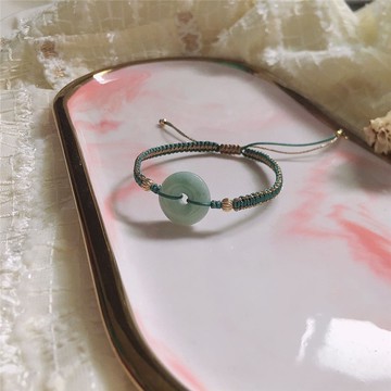 ⭐️現貨⭐️天然翡翠平安扣手鍊手串14k包金手鍊女緬甸翡翠玉飾品定制飾品💗肥嘟嘟飾品批發💗