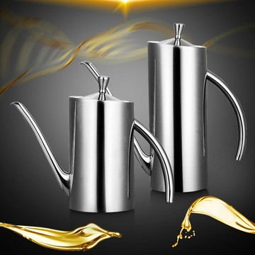 304不銹鋼歐式油壺直身斜口油瓶醬油調料瓶時尚家用廚房儲油罐