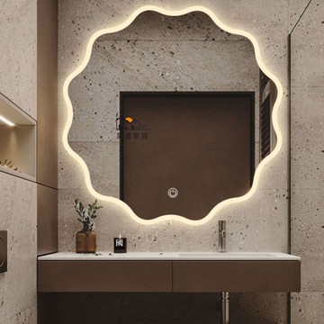 免運 公司貨 鏡子 全身鏡 掛墻鏡 浴室鏡 北歐洗手間衛浴觸簡約led浴室鏡子歐式化妝鏡智能鏡花瓣除霧工廠直銷 售後保障 全館折扣 5h816