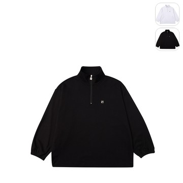 【FILA】中性 半門襟T恤-黑色 1TEY-5403-BK