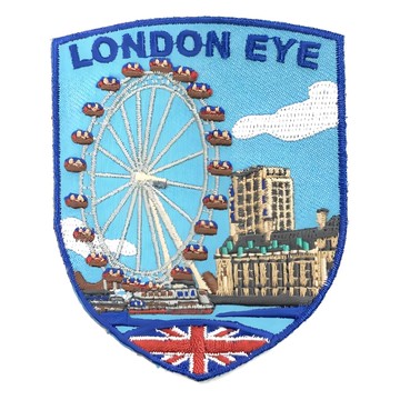 A-ONE 匯旺 地標造型刺繡 英國 倫敦眼 摩天輪  聚酯纖維布料 7.5 x 6 cm 台灣製造  NO.386