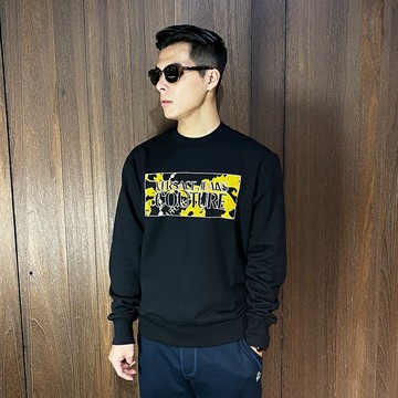 美國百分百【全新真品】Versace Jeans 大學T 刷毛 棉質 VJ 長袖上衣 LOGO 黑色 CT41