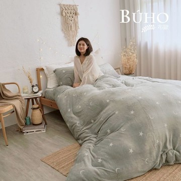 BUHO 極柔暖法蘭絨6尺雙人加大床包+舖棉暖暖被四件組 - 花糖咬一口