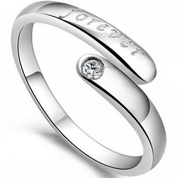 現貨+預購 925純銀戒指 鑲鑽銀飾-字母造型唯美時尚流行母親節生日情人節禮物女配件73ae59【獨家進口】【米蘭精品】