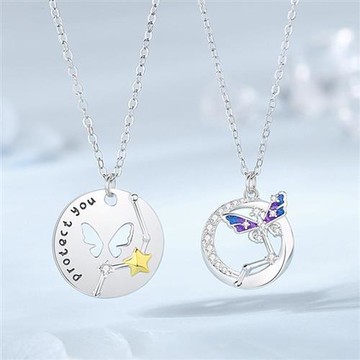 【巴黎精品】現貨+預購 頂級925純銀項鍊鎖骨鏈情人節禮物情侶對鍊配件-星辰蝶戀情侶項鍊2款a1kp57