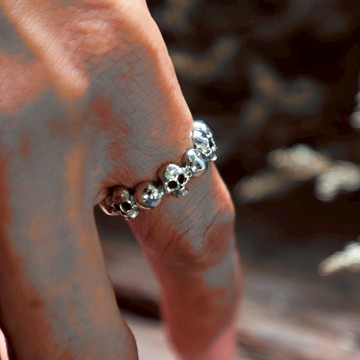 小骷髏點環銀骷髏骨