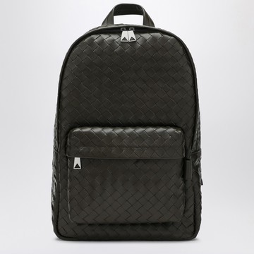 Medium khaki backpack in Intrecciato