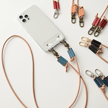 兼容所有型號 Android 兼容智能手機保護套帶 PVC 標籤 [透明 x 皮革錶帶] 男士智能手機單肩包戶外 FL05M