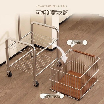 家用可移動衣帽架落地可拆卸臟衣籃床邊床尾收納架臥室掛衣服架子 y8068