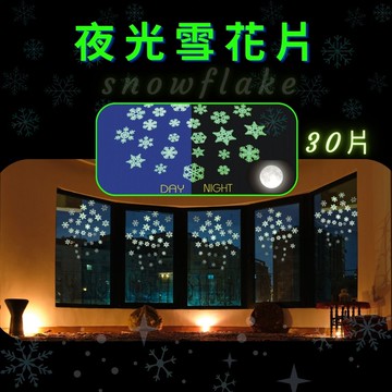 GS MALL 台灣製造 買一送一 夜光小雪花片 裝飾牆貼 車貼 下雪 窗貼 壁貼 玻璃貼 造型貼 車窗貼