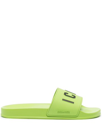 Dsquared2 - slogan-print flat slides - men - Polyurethane/Rubber/Polyurethane - 39 - Green