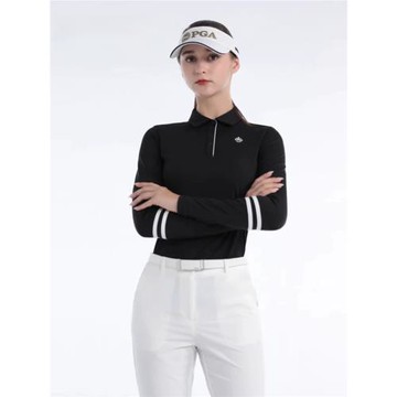 美國PGA高爾夫服裝 女士長袖T恤 運動高彈面料柔軟golf比賽服時尚