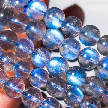 靈石之約天然水晶藍光彩光拉長石手鏈不是月光石手串幻彩飾品女