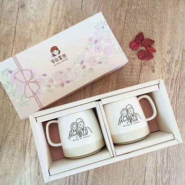 客自畫｜簡約萌萌像_情侶對杯_情人節禮盒_附贈手機桌布